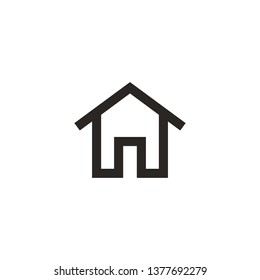 Outline House With Door Vector Icon. Home Symbol.