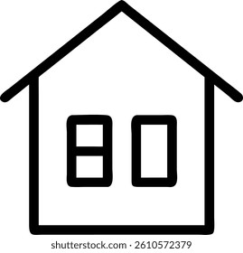 Outline of a House with a Slanted Roof and Front Door Vector Silhouette Design