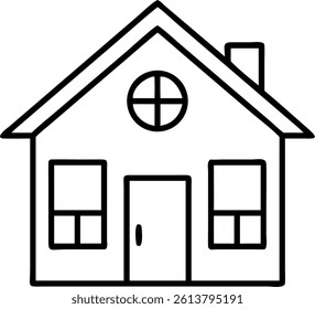 Outline of a House with a Slanted Roof and Front Door Vector Silhouette Design