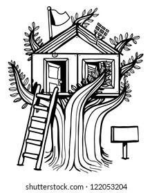 outline house in a tree