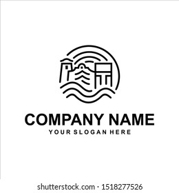 outline house unique logo vector 