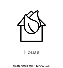 outline house vector icon. isolated black simple line element illustration from ecology concept. editable vector stroke house icon on white background