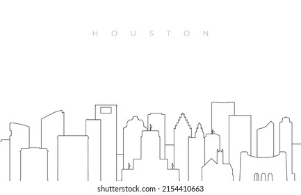 Outline Houston Skyline. Trendy Template With Houston City Buildings And Landmarks In Line Style. Stock Vector Design. 