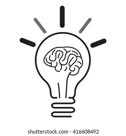 Outline of Human Brain and Bulb Illustration