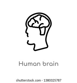 outline human brain vector icon. isolated black simple line element illustration from education concept. editable vector stroke human brain icon on white background