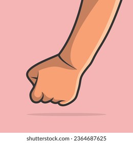 Outline Human Hand of Young Man Showing Fingers vector illustration.
