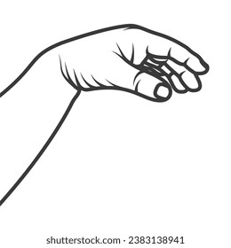 Outline Human Hand of Young Man Showing Fingers vector illustration.