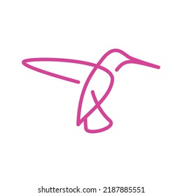 Outline hummingbird emblem in vector on isolated white background. logotype, Emblem, Icon, and Mark template for beauty companies.