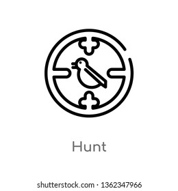 outline hunt vector icon. isolated black simple line element illustration from animals concept. editable vector stroke hunt icon on white background