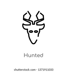outline hunted vector icon. isolated black simple line element illustration from animals concept. editable vector stroke hunted icon on white background