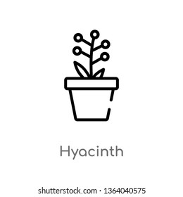 outline hyacinth vector icon. isolated black simple line element illustration from nature concept. editable vector stroke hyacinth icon on white background