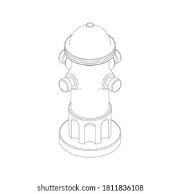 Outline Hydrant isometric icon. Vector illustration on white background.