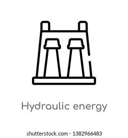 outline hydraulic energy vector icon. isolated black simple line element illustration from ecology concept. editable vector stroke hydraulic energy icon on white background