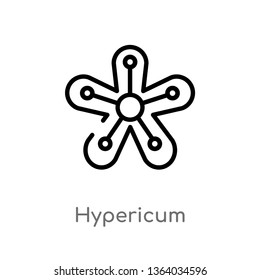 outline hypericum vector icon. isolated black simple line element illustration from nature concept. editable vector stroke hypericum icon on white background