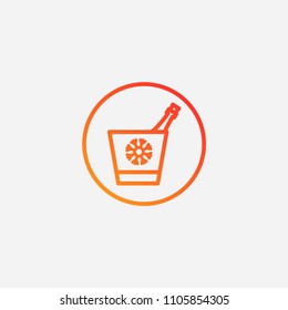 Outline ice bucket icon,gradient illustration,vector cold drink sign symbol
