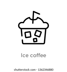 outline ice coffee vector icon. isolated black simple line element illustration from alcohol concept. editable vector stroke ice coffee icon on white background