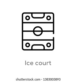 outline ice court vector icon. isolated black simple line element illustration from hockey concept. editable vector stroke ice court icon on white background