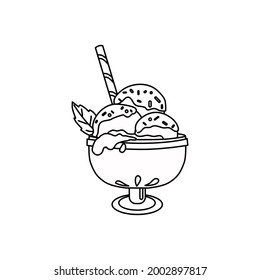 Outline ice cream balls. The icon. Vector illustration.
