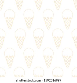 Outline ice cream pattern. Seamless pattern with ice-cream cone. Vector illustration.