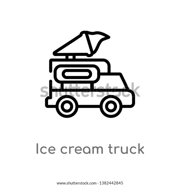 outline ice cream truck\
vector icon. isolated black simple line element illustration from\
food concept. editable vector stroke ice cream truck icon on white\
background