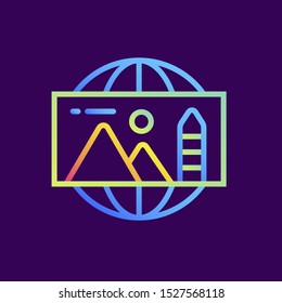 Outline icon 360 photo. Virtual and augmented reality gadgets. Suitable for banners, mobile application, website, interfaces and print