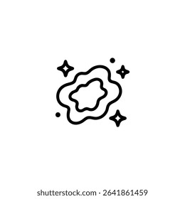 Outline icon of an abstract nebula, represented by an amorphous cloud shape with swirling lines. Monochrome vector for space or cosmic background themes.