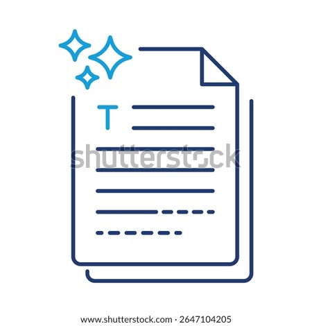 Outline icon of AI Generated Text. Automated Content Writing, AI-Powered Text Generation, Machine Learning, Digital Writing, Content Automation. Outline style