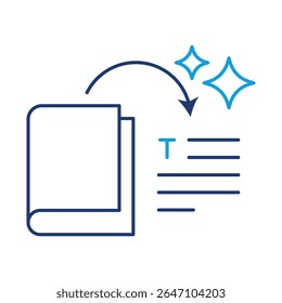 Outline icon of AI Summarizer. Text Summarization, Content Reduction, AI Technology, Digital Solutions, Smart Content, Writing Automation. Outline style