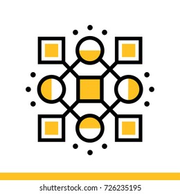 Outline icon Algorithms, Pattern Recognition. Data science technology and machine learning process. Suitable for print, website and presentation