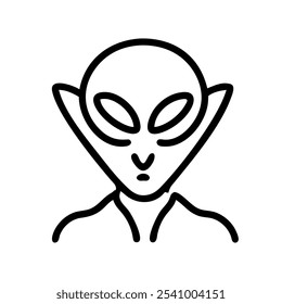 Outline icon of an alien, perfect for Halloween and spooky designs.
