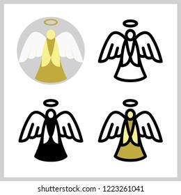 Outline Icon of Angel, Symbol of Merry Christmas, Filled Outline Pictogram Graphic for Web Design, Flat Vector Symbol for Winter Holiday