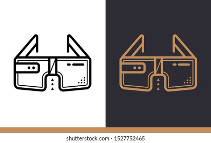 Outline icon of AR glasses. Virtual and augmented reality gadgets. Suitable for banners, mobile application, website, interfaces and prints