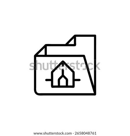 Outline icon architectural blueprint within a folder architecture document