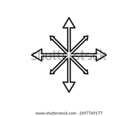 Outline icon of arrows pointing in all directions