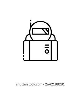 Outline Icon Of An Astronaut In Space Suit On A Spacecraft