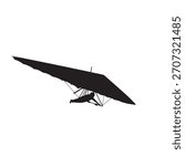"Outline icon of an athlete performing hang gliding, symbolizing airborne adventure and extreme sports."