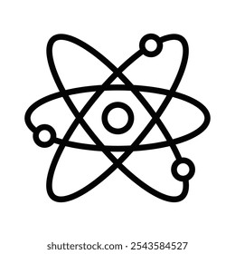 Outline icon of an atom symbol, representing science. Editable stroke.