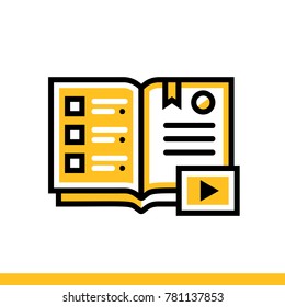 Outline icon Audio books. Online education, e-learning. Suitable for print, website and presentation