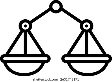 Outline icon of a balanced scale representing justice and equality