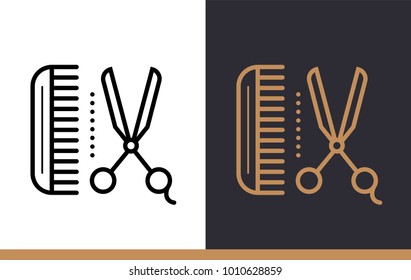 Outline icon Barbershop. Hotel services. Suitable for print, website and presentation