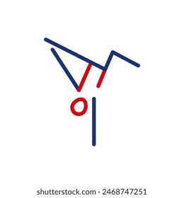 Outline icon of a B-boy standing on one arm upside down. Vector icon of a breakdance artist performing acrobatic elements. Flat icon, pictogram. Sports competitions.