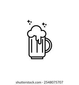 Outline icon of a beer mug, ideal for bar, pub, and celebration themes