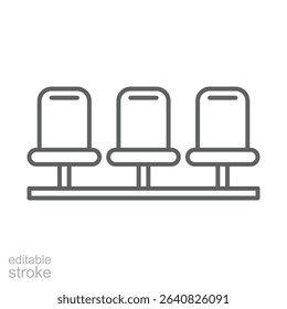 Outline Icon of Bench or Waiting Chairs Thin Line Editable Stroke for Public or Commercial Seating