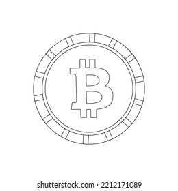 Outline icon bitcoin ctyptocurrency money.  Blockchain technology. Crypto.