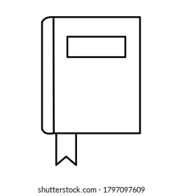 Icono de contorno del libro. Signo vectorial del libro estudiantil. Ilustración de material escolar