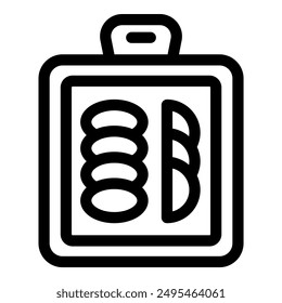 Outline icon of a bread baking tray with handle for delicious homemade pastry