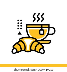 Outline icon Breakfast. Hotel services. Material design icon suitable for print, website and presentation