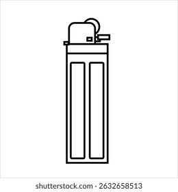 Outline icon of a brightly colored
   gas lighter with a simple shape,
   used to ignite fire, suitable as an
   icon for fire-starting tools. Vector
   isolated outline drawing. Editable stroke.
