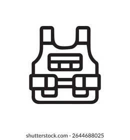 Outline icon of a bulletproof vest or body armor representing security safety and protection for security guard or police officer