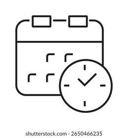 Outline icon of calendar with date boxes. Represents scheduling, task planning, or event management. Linear vector style, editable stroke. vector illustration